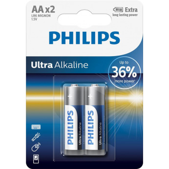 Батарейка Philips Ultra Alkaline AA BLI 2 (LR6E2B/10)