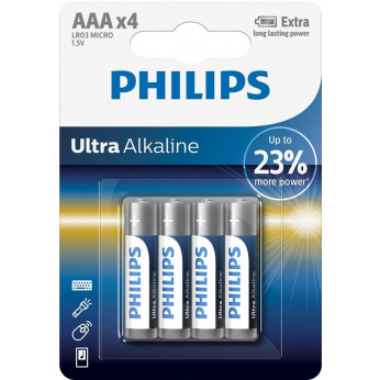 Батарейка Philips Ultra Alkaline AAA BLI 4 (LR03E4B/10)