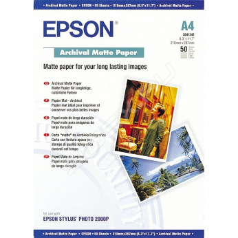 Фотобумага Epson Archival Matte Paper Матовая, 192Г/м кв, А4, 50л (C13S041342)