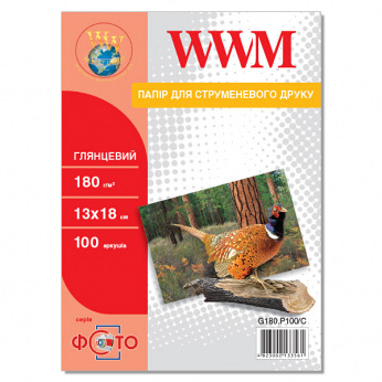 Фотобумага WWM Глянцевая 180Г/м кв, 13х18см, 100л (G180.P100/C)