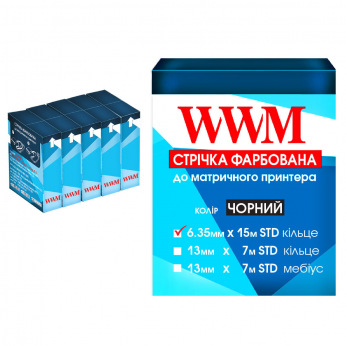 Стрічка фарбуюча 6,35 мм х 7м STD кільце Refill Black (R6.15S5) 5шт