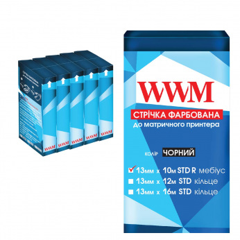 Стрічка фарбуюча WWM 13 mm*10 m Refill STD правий Black (R13.10SR5) 5шт