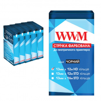 Стрічка фарбуюча WWM 13мм х 12м HD кільце Refill Black (R13.12H5) 5шт