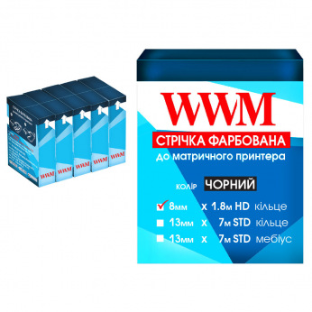 Стрічка фарбуюча WWM 8мм х 1.8 м HD кільце Refill Black (R8.1.8H5) 5шт