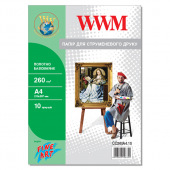 Полотно А4, 10л для друку на принтері WWM натуральний бавовняний, 260Г/м (CC260А4.10)